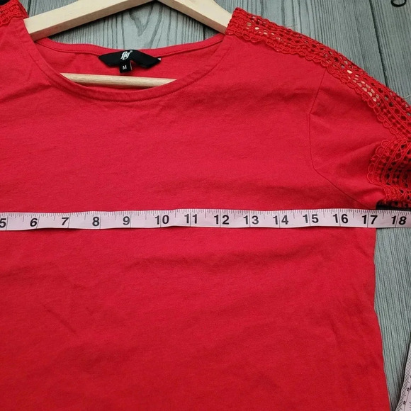 Fig Women's Short Sleeve Eyelet Cotton Top Size Medium Coral - Picture 8 of 9